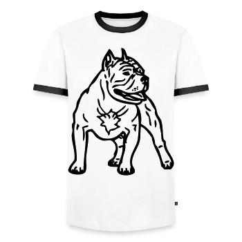 pitbull - www.dog-power.nl - Männer Kontrast-T-Shirt - Weiß/Schwarz - Vorne - AI Model Female 172 light (172cm) & AI Model Male 178 dark (178cm)