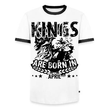 April Geburtstag Geschenk Könige geboren Geburt - Männer Kontrast-T-Shirt - Weiß/Schwarz - Vorne - AI Model Female 172 light (172cm) & AI Model Male 178 dark (178cm)
