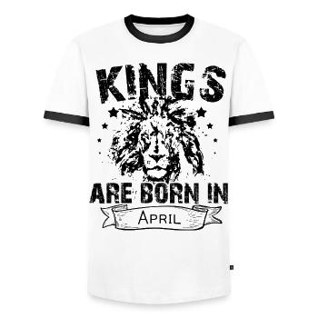 April Geburtstag Geschenk Könige geboren Geburt - Männer Kontrast-T-Shirt - Weiß/Schwarz - Vorne - AI Model Female 172 light (172cm) & AI Model Male 178 dark (178cm)