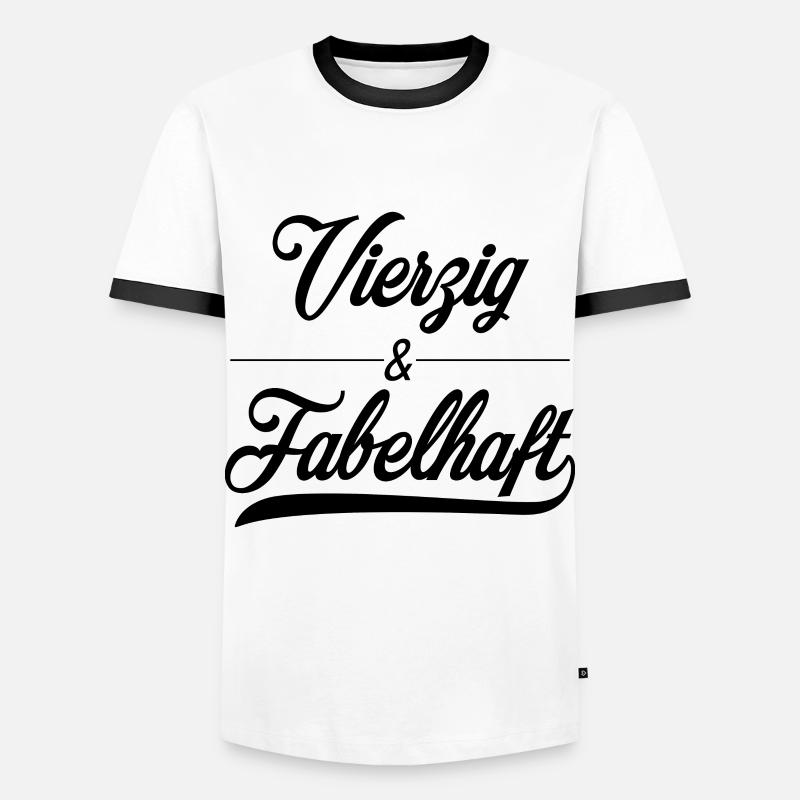 Vierzig - Männer Kontrast-T-Shirt - Weiß/Schwarz
