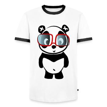 Panda Pandas Panda bear niedlicher pandabär love - Männer Kontrast-T-Shirt - Weiß/Schwarz - Vorne - AI Model Female 172 light (172cm) & AI Model Male 178 dark (178cm)