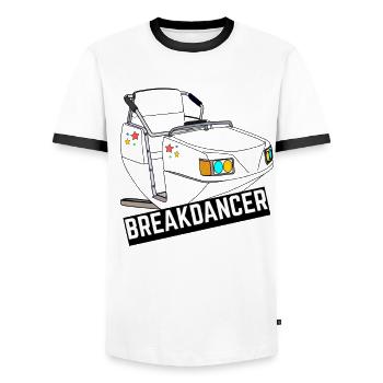 Breakdance Kirmes Ride Showmen - Men's Ringer Shirt - white/black - Front - AI Model Female 172 light (172cm) & AI Model Male 178 dark (178cm)