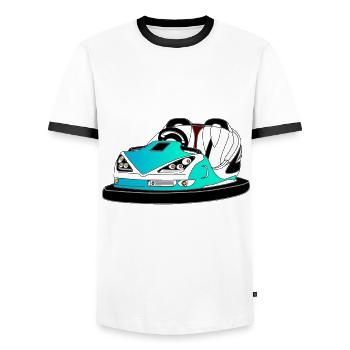 bumper car ride kirmes - Men's Ringer Shirt - white/black - Front - AI Model Female 172 light (172cm) & AI Model Male 178 dark (178cm)