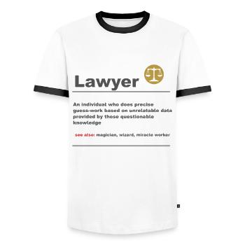 Funny lawyer job title Jura joke gift - Men's Ringer Shirt - white/black - Front - AI Model Female 172 light (172cm) & AI Model Male 178 dark (178cm)