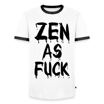 Zen As Fuck - Männer Kontrast-T-Shirt - Weiß/Schwarz - Vorne - AI Model Female 172 light (172cm) & AI Model Male 178 dark (178cm)