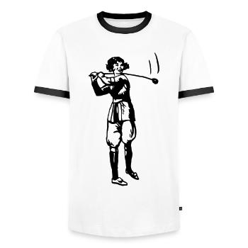 Golf - Golfen - Golfer - Men's Ringer Shirt - white/black - Front - AI Model Female 172 light (172cm) & AI Model Male 178 dark (178cm)