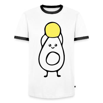 Egg - breakfast - funny - Men's Ringer Shirt - white/black - Front - AI Model Female 172 light (172cm) & AI Model Male 178 dark (178cm)