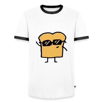 Pain grillé pour le petit déjeuner - T-shirt contrasté Homme - blanc/noir - Devant - AI Model Female 172 light (172cm) & AI Model Male 178 dark (178cm)