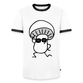 Pilz - Männer Kontrast-T-Shirt - Weiß/Schwarz - Vorne - AI Model Female 172 light (172cm) & AI Model Male 178 dark (178cm)