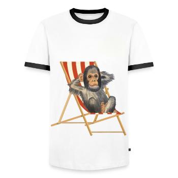 Affe Traum Urlaub Liegestuhl - Männer Kontrast-T-Shirt - Weiß/Schwarz - Vorne - AI Model Female 172 light (172cm) & AI Model Male 178 dark (178cm)