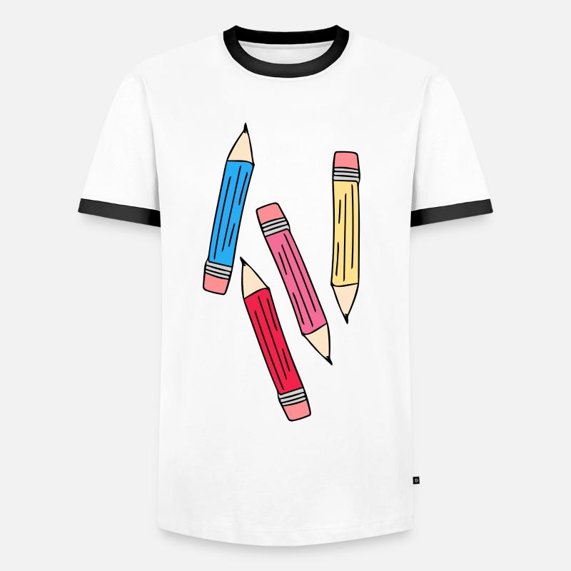pencils - Men's Ringer Shirt - white/black