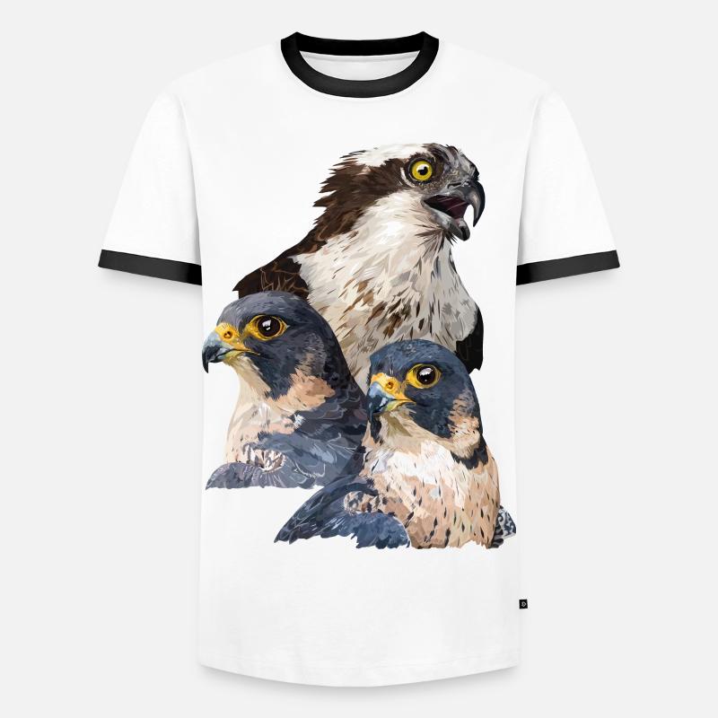 Raubvögel - Männer Kontrast-T-Shirt - Weiß/Schwarz