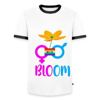 Equality - Men's Ringer Shirt - white/black - Front - AI Model Female 172 light (172cm) & AI Model Male 178 dark (178cm)