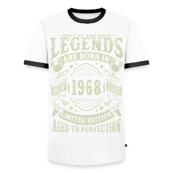 Legenden geboren 1968 - Männer Kontrast-T-Shirt - Weiß/Schwarz - Vorne - AI Model Female 172 light (172cm) & AI Model Male 178 dark (178cm)