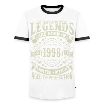 Legenden geboren 1998 - Männer Kontrast-T-Shirt - Weiß/Schwarz - Vorne - AI Model Female 172 light (172cm) & AI Model Male 178 dark (178cm)