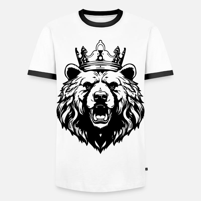 Bear Grizzly Crown King - Men's Ringer Shirt - white/black