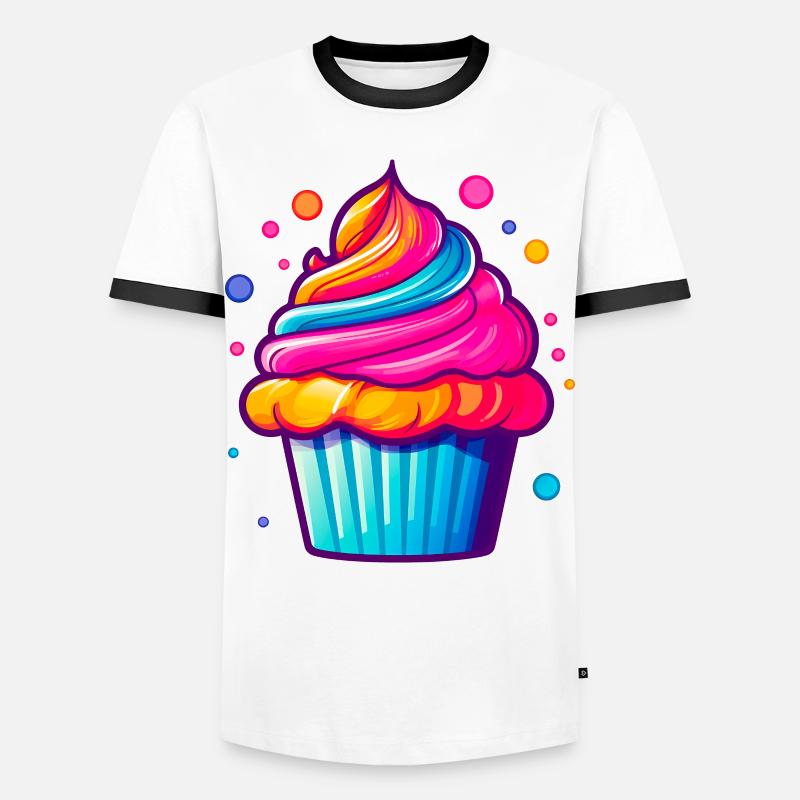 Regenbogen Cupcake mit Blasen - Männer Kontrast-T-Shirt - Weiß/Schwarz
