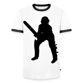 Cricket Batsman Batter Black - Men's Ringer Shirt - white/black - Front - AI Model Female 172 light (172cm) & AI Model Male 178 dark (178cm)