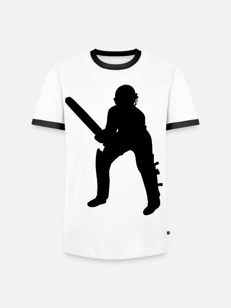 Cricket Batsman Batter Black - Men's Ringer Shirt - white/black