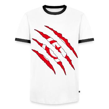 Tunisia Football Fan Shirt World Cup Gift - Men's Ringer Shirt - white/black - Front - AI Model Female 172 light (172cm) & AI Model Male 178 dark (178cm)