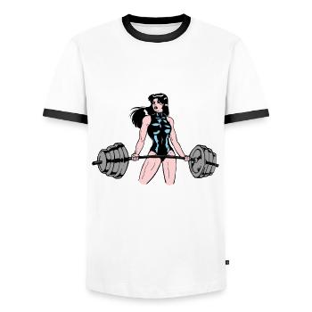 Frauen Krafttraining - Männer Kontrast-T-Shirt - Weiß/Schwarz - Vorne - AI Model Female 172 light (172cm) & AI Model Male 178 dark (178cm)