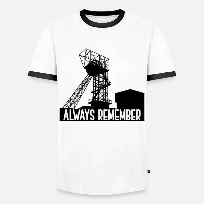 Always Remember - Mining - Pütt - Colliery - Men's Ringer Shirt - white/black