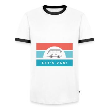 Van, travel, camping, bus - Men's Ringer Shirt - white/black - Front - AI Model Female 172 light (172cm) & AI Model Male 178 dark (178cm)