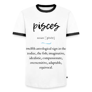 Pisces (Fische) Convoluted Edition - Männer Kontrast-T-Shirt - Weiß/Schwarz - Vorne - AI Model Female 172 light (172cm) & AI Model Male 178 dark (178cm)