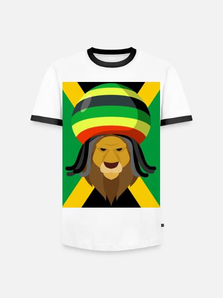 Rasta Lion in Jamaica - Männer Kontrast-T-Shirt - Weiß/Schwarz