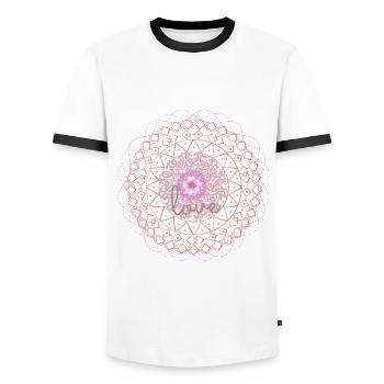 Amour de mandala - T-shirt contrasté Homme - blanc/noir - Devant - AI Model Female 172 light (172cm) & AI Model Male 178 dark (178cm)