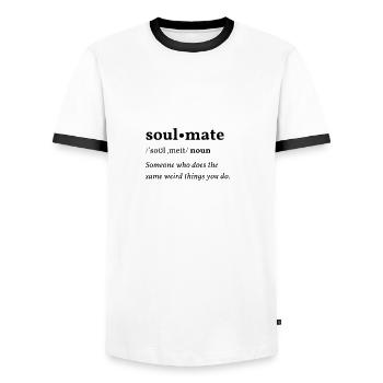 Soulmate (Âme Soeur) Clean Edition - T-shirt contrasté Homme - blanc/noir - Devant - AI Model Female 172 light (172cm) & AI Model Male 178 dark (178cm)