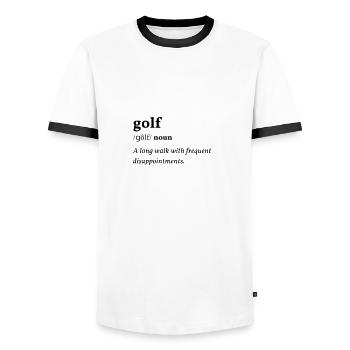 Golf (Sport) Clean Edition - Men's Ringer Shirt - white/black - Front - AI Model Female 172 light (172cm) & AI Model Male 178 dark (178cm)
