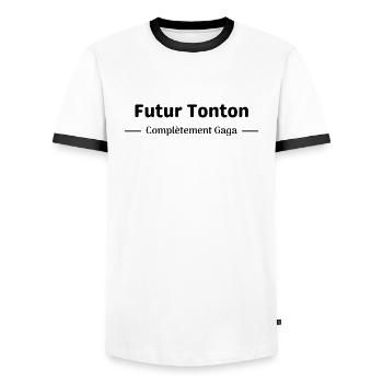 Zukunft Onkel Gaga - Männer Kontrast-T-Shirt - Weiß/Schwarz - Vorne - AI Model Female 172 light (172cm) & AI Model Male 178 dark (178cm)