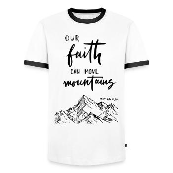 Christian Bible Verses - Men's Ringer Shirt - white/black - Front - AI Model Female 172 light (172cm) & AI Model Male 178 dark (178cm)
