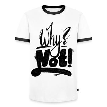 Why Not Exclamation Mark - Men's Ringer Shirt - white/black - Front - AI Model Female 172 light (172cm) & AI Model Male 178 dark (178cm)