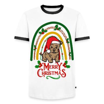 Süßer Silky Terrier Weihnachten Welpe Kawaii - Männer Kontrast-T-Shirt - Weiß/Schwarz - Vorne - AI Model Female 172 light (172cm) & AI Model Male 178 dark (178cm)