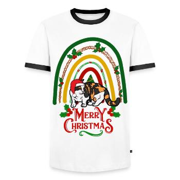 Munchkin Chat Noël - T-shirt contrasté Homme - blanc/noir - Devant - AI Model Female 172 light (172cm) & AI Model Male 178 dark (178cm)