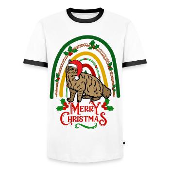 Pixie Bob Cat Christmas - Men's Ringer Shirt - white/black - Front - AI Model Female 172 light (172cm) & AI Model Male 178 dark (178cm)
