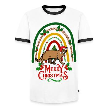 Chausie Chat Noël Chausie - T-shirt contrasté Homme - blanc/noir - Devant - AI Model Female 172 light (172cm) & AI Model Male 178 dark (178cm)