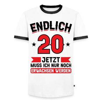 20. Geburtstag Jetzt nur noch erwachsen werden - Männer Kontrast-T-Shirt - Weiß/Schwarz - Vorne - AI Model Female 172 light (172cm) & AI Model Male 178 dark (178cm)