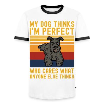 Schnauzer amoureux des chiens drôle en disant rétro - T-shirt contrasté Homme - blanc/noir - Devant - AI Model Female 172 light (172cm) & AI Model Male 178 dark (178cm)