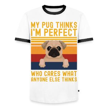 Pug lover funny saying pug retro - Men's Ringer Shirt - white/black - Front - AI Model Female 172 light (172cm) & AI Model Male 178 dark (178cm)