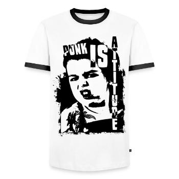 Punk ist Haltung - Männer Kontrast-T-Shirt - Weiß/Schwarz - Vorne - AI Model Female 172 light (172cm) & AI Model Male 178 dark (178cm)