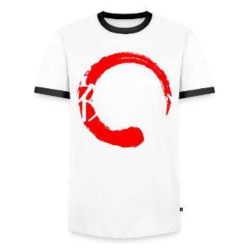 Shoshin signifiant caractères de mots kanji japonais - T-shirt contrasté Homme - blanc/noir - Devant - AI Model Female 172 light (172cm) & AI Model Male 178 dark (178cm)