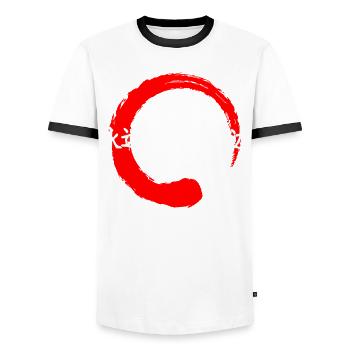 Stay forever quote Japanese kanji words character - Men's Ringer Shirt - white/black - Front - AI Model Female 172 light (172cm) & AI Model Male 178 dark (178cm)