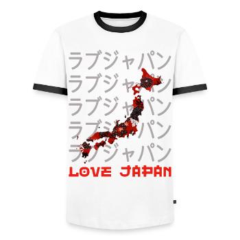 Japan Map Travel Japanese Lover Symbol Kanji Love - Men's Ringer Shirt - white/black - Front - AI Model Female 172 light (172cm) & AI Model Male 178 dark (178cm)