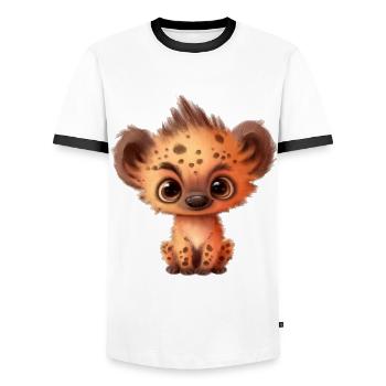 Mignonne bébé hyène avec des yeux - T-shirt contrasté Homme - blanc/noir - Devant - AI Model Female 172 light (172cm) & AI Model Male 178 dark (178cm)