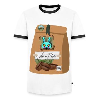 KoffeINA - Aspirina Robusta - Männer Kontrast-T-Shirt - Weiß/Schwarz - Vorne - AI Model Female 172 light (172cm) & AI Model Male 178 dark (178cm)