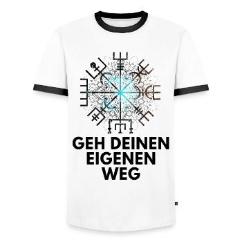 Wegweiser VEGVISIR - Männer Kontrast-T-Shirt - Weiß/Schwarz - Vorne - AI Model Female 172 light (172cm) & AI Model Male 178 dark (178cm)