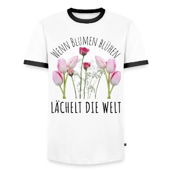 Blumen Garten Gärtner Blumenstrauß BLUMENLIEBE - Männer Kontrast-T-Shirt - Weiß/Schwarz - Vorne - AI Model Female 172 light (172cm) & AI Model Male 178 dark (178cm)